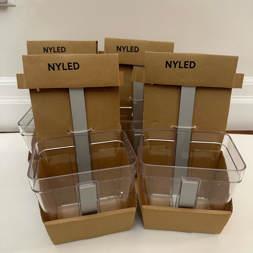 IKEA NYLED Kitchen Wall Hanging Shelf Basket Container Clear Plastic set of 4